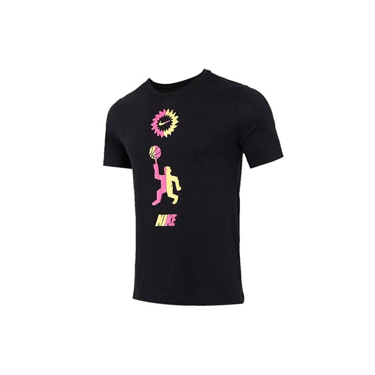Nike Basketball Sports Contrasting Colors Printing Round Neck Short Sleeve Black Men s DD0804-010 M
