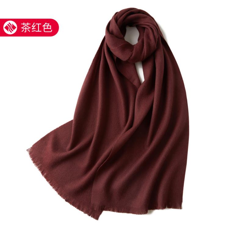 100% pure wool scarf Women's wild classic pure color new autumn and winter couples warm long short ear cashmere scarf