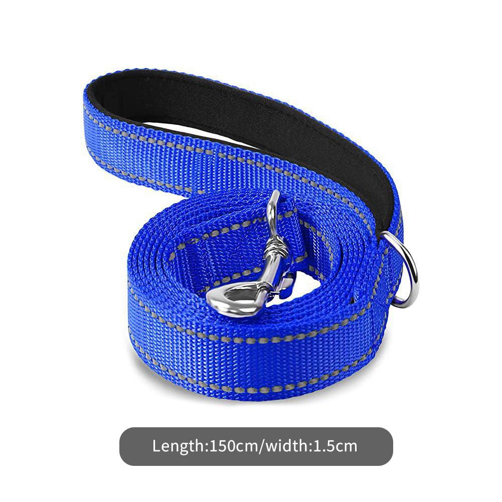 

Шлейка для домашних собак для использования на открытом воздухе, комплект, жилет для собак, регулируемый ремешок, светоотражающая дышащая шлейка для собак, щенков и кошек 150*1.5cm синий