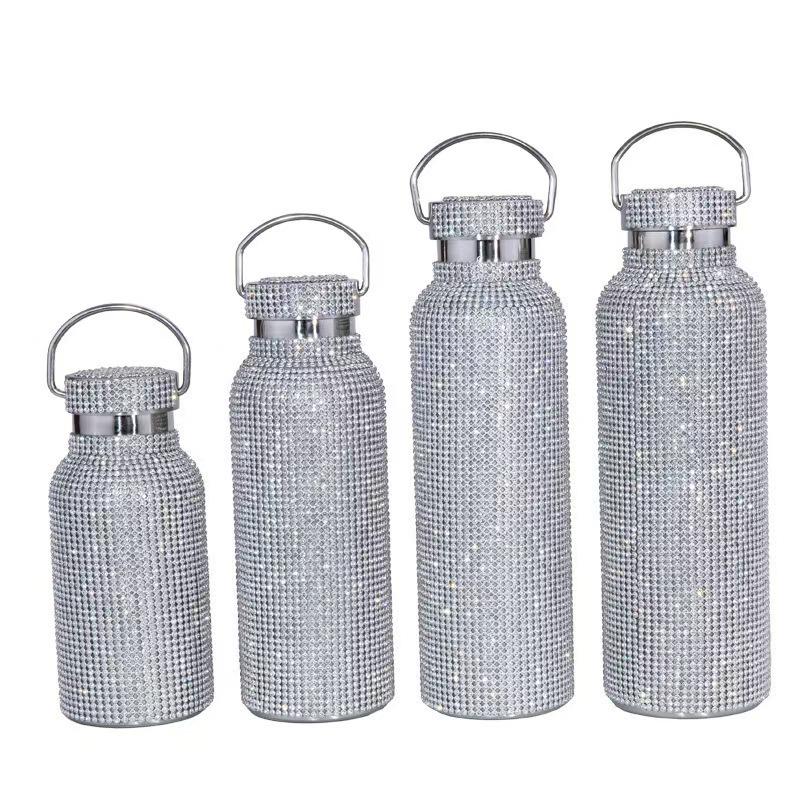 Botella de Agua Aislada de Acero Inoxidable de Doble Capa con Pedrería