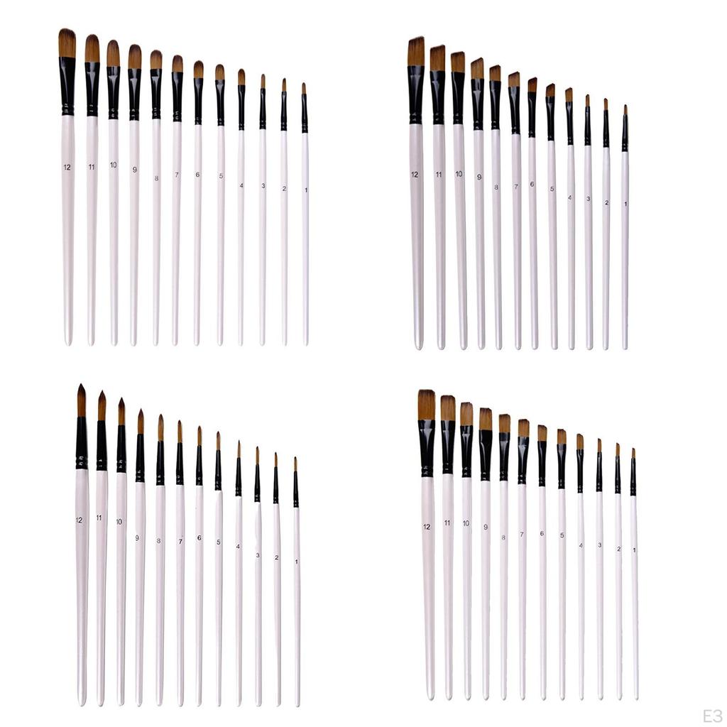 12db / Szett Artist festőecset készlet, fa nyelű akrilfesték nylon Art