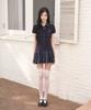 The Green Lab Girlish Check Layered Dress [Navy]