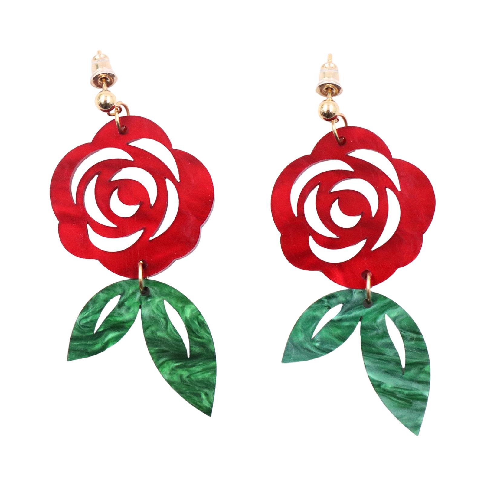 

Stylish Rose Acrylic Earrings for Women Versatile Flower Shaped Ear Studs Trendy Blossom Floral Ear Pendant Jewelry