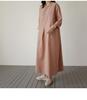 Women's Korean Style Cotton Linen Mid-Length Dress with Pockets - Plus Size, Loose Fit, Casual Fashion