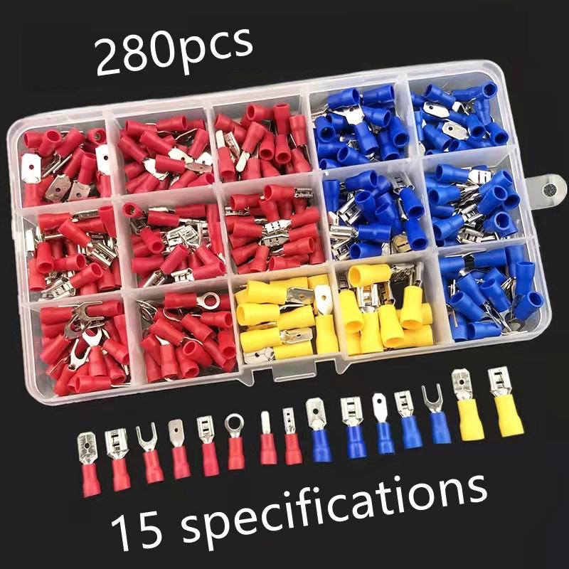 Insulated Terminal Block Set with Crimping Pliers 102/280Pcs Durable Electrical Connectors Kit for Home Car Repair