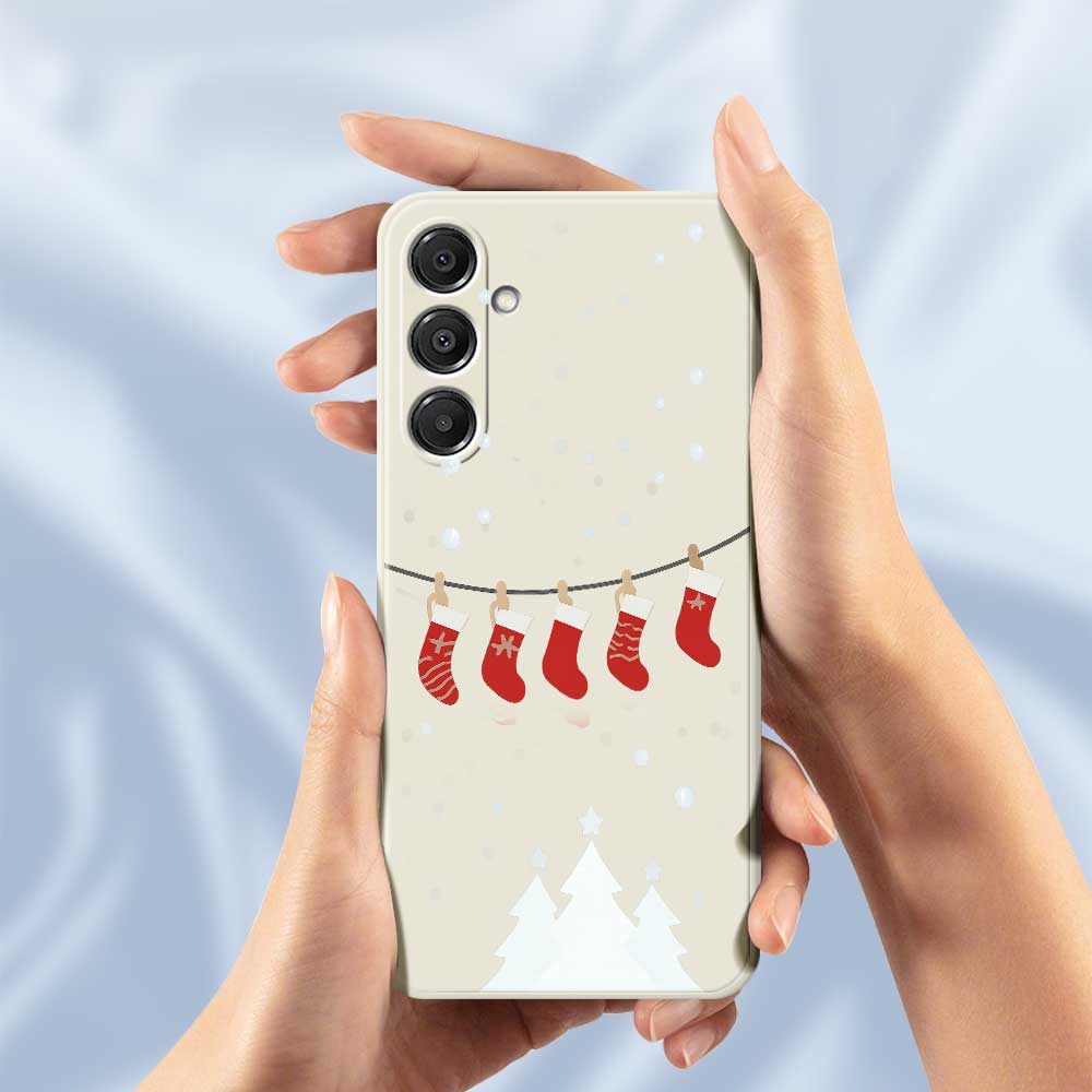 For Samsung Galaxy A16 5G/4G Case Christmas Stockings Pattern Printing Straight Edge TPU Phone Back Cover