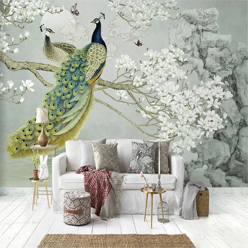 3d Peacock Wallpaper Magnolia Flowers Wall Mural Living Room Study Background Wall Paper Home Decor