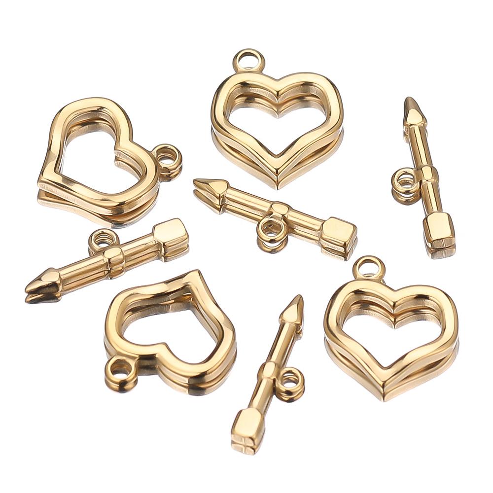 4 Sets Stainless Steel OT Clasp Toggle Clasps for DIY Jewelry Making Heart Necklaces Connectors Crafts Bracelet Accessories