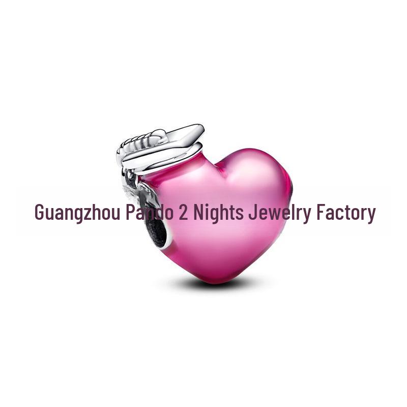 Panjia Dora 925 Silver-Plated Copper Love Rose Bead Pendant - Valentine's Day 2024