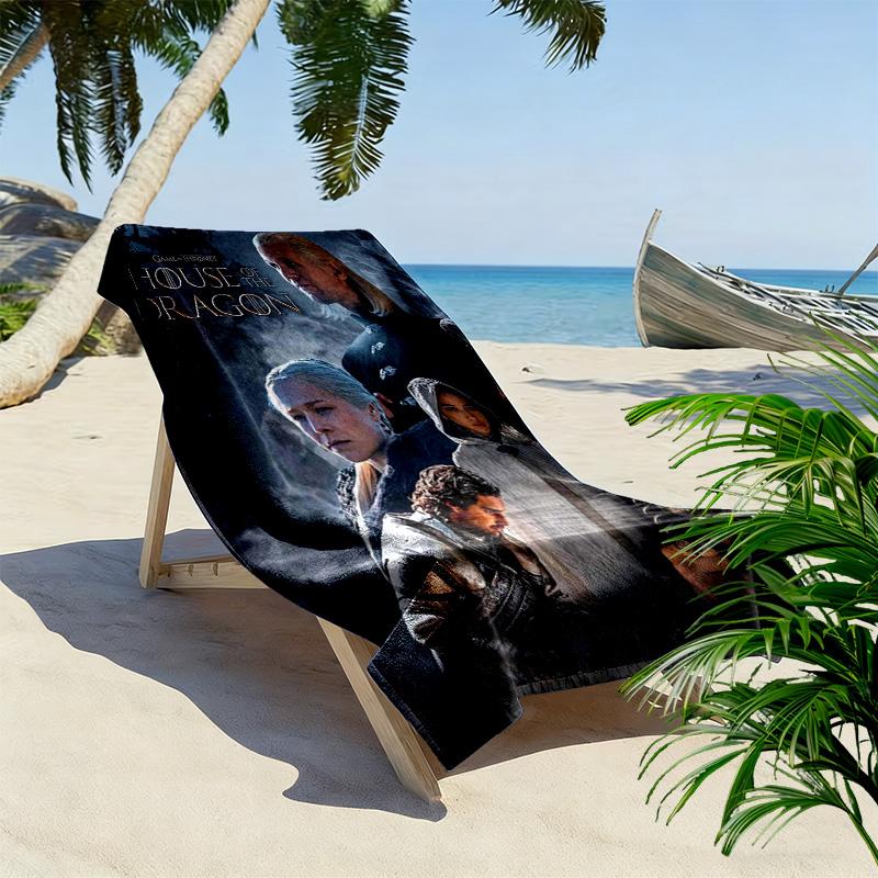 House of Dragon Print Beach Towel, Large Soft Quick Dry Towel for Beach Camping Swimming