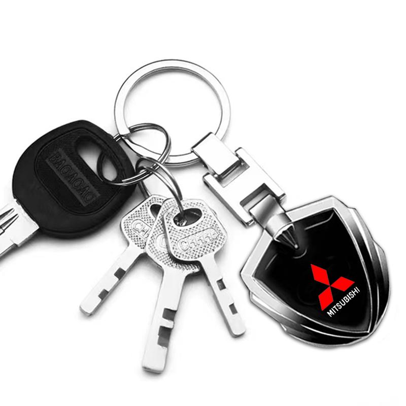 Car Accessories 3D Metal Key Rings Car Logo Emblems Keychain For Mitsubishi ASX Lancer Pajero Outlander L200 EVO Lancer EX