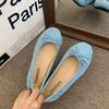 2025 Autumn New Retro Gentle Soft-soled Ballet Shoes Shallow Mouth Flat-soled Bow Matte Velvet Round Head Single Shoes Women