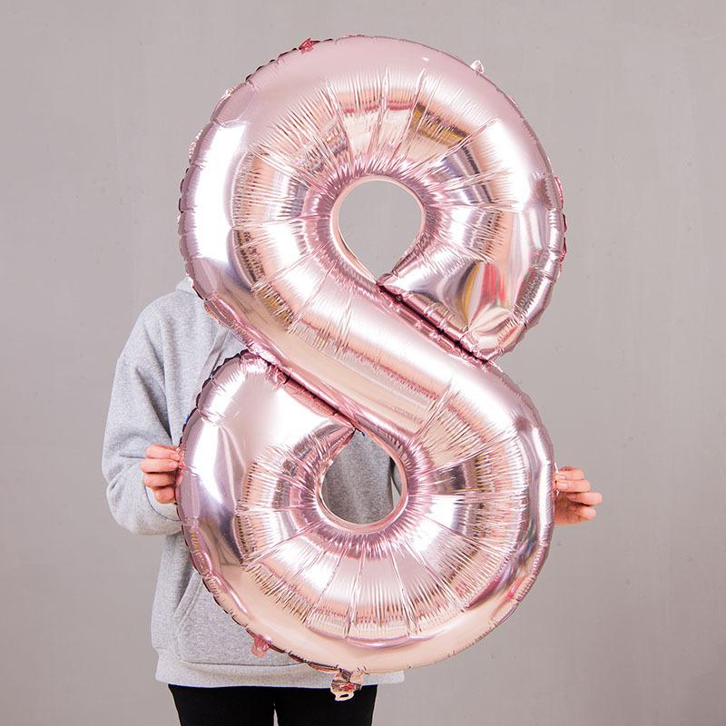 1PC New Sakura Pink Birthday Party Digital Theme Balloon Decor Children's Birthday with Beautiful Digital Handheld Balloon Gift