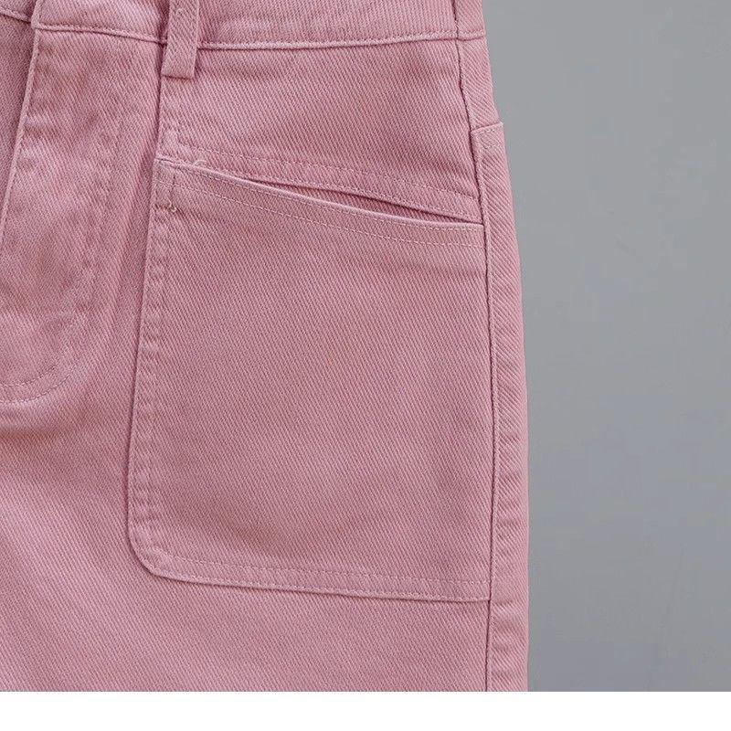 2026 Summer Women's High-Waisted Pink Denim Shorts, Age-Reducing Loose Straight Wide-Leg A-Line Hot Pants