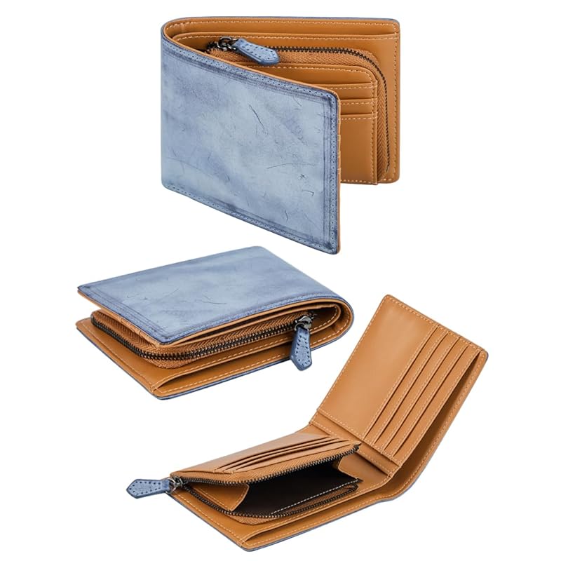 

[G S G] bridle leather wallet men s bifold Thin Popularity gentleman wallet bi-fold genuine leather wallet brand With zipper coin purse male compact