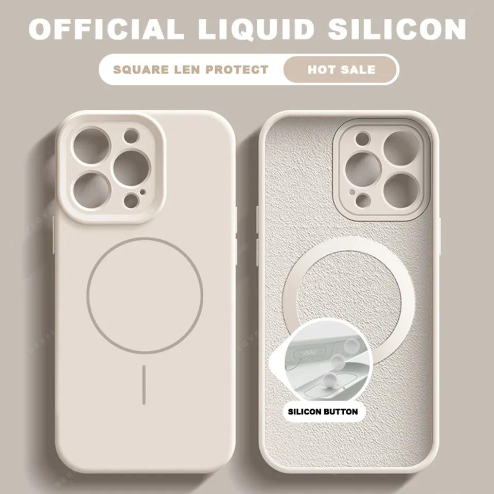 Liquid Silicone Magnetic Phone Case For iPhone 15 14 16 Plus 16E 11 12 13 16 Pro Max SE4 Magsafe Charge Protector Cover