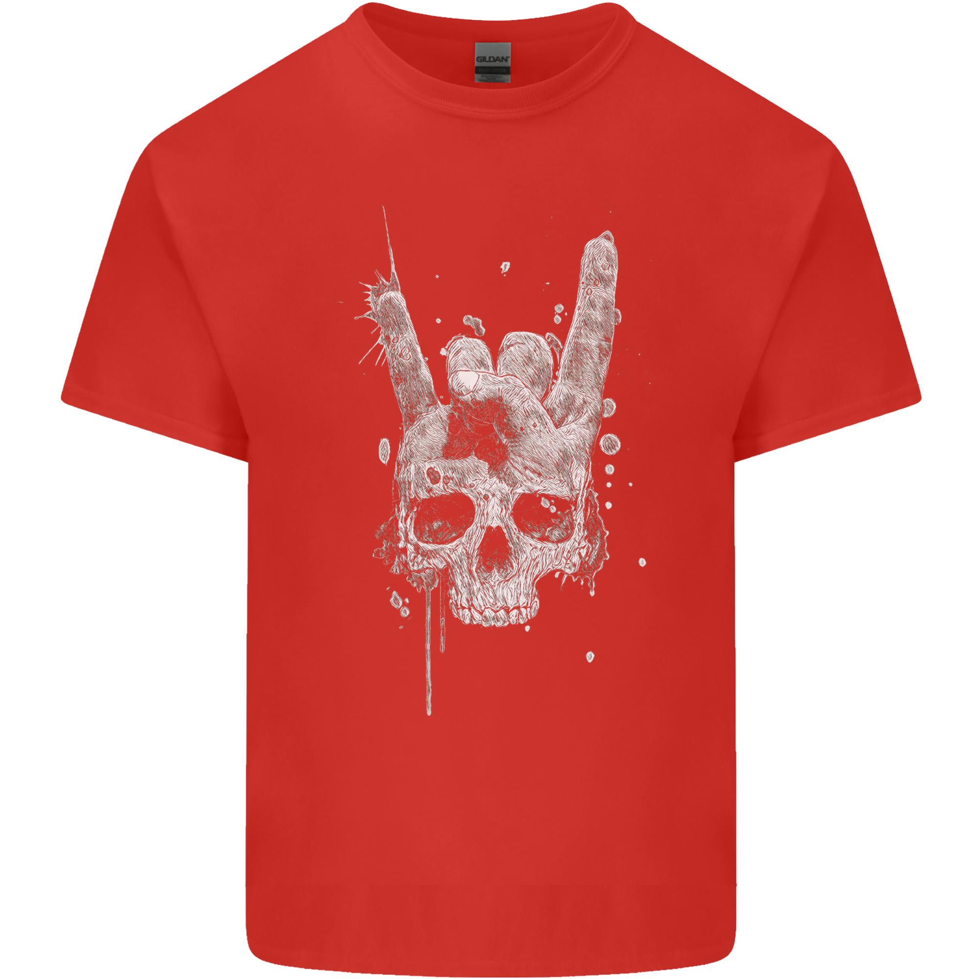 Rock n Roll Music Salute Skull Biker Gothic Unisexs Light Cotton TShirt S
