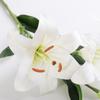 Artifical Lily Flowers with 3 Heads Full Bloom Long Stem Fake Flower Branch for Wedding Party Bouquet Home Hotel Office Decor