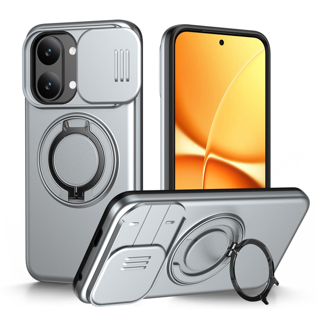 Sliding Camera Lens Protection Armor Case For Xiaomi Poco X8 Pro Max Redmi Turbo 5Max Metal Ring Stand TPU Plastic Cover Fundas