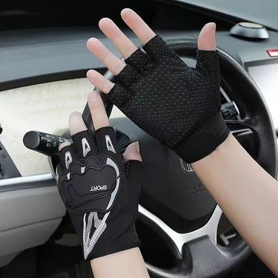 Halbfinger-Reithandschuhe Herren Frühling und Sommer dünn atmungsaktiv rutschfest und sturzfest Motorradfahren offene Finger Vollfingerhandschuhe