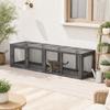 Cat Tunnel Cat Toy Made of Wood with 3 Doors, Expandable Play Tunnel for Cats Up To 10 Kg, 151.5 X 38.5 Cm Grey