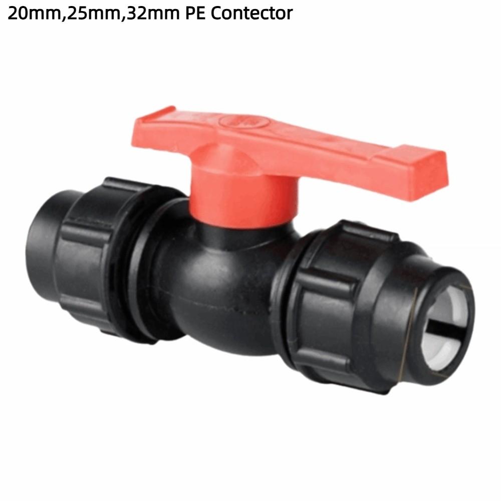 New Compression PE Quick Connector Poly 20mm 25mm 32mm Irrigation System Stop Tap HDPE Water Pipe Accessories Valve Fittings