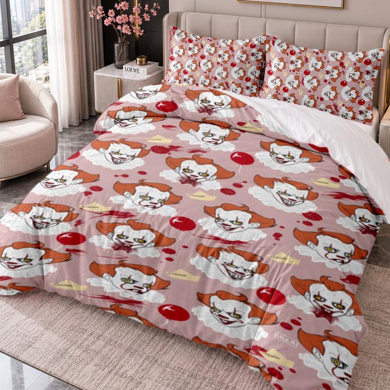 IT Pennywise 3Pcs Bedding Set Duvet Cover With Two Pillowcases For Bedroom Home Decoration