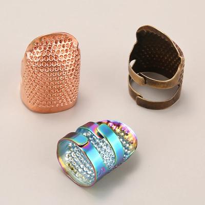 Verstellbarer Vintage Nähfingerhut, Handgefertigt Rutschfest Stickerei gegen Ring, Vintage Nadeldrücker Nadelring Fingerhalter