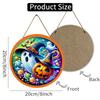 Colorful pumpkin and ghost pattern round wooden hanging plaque indoor outdoor wall art decor farmhouse halloween party home ornament gift