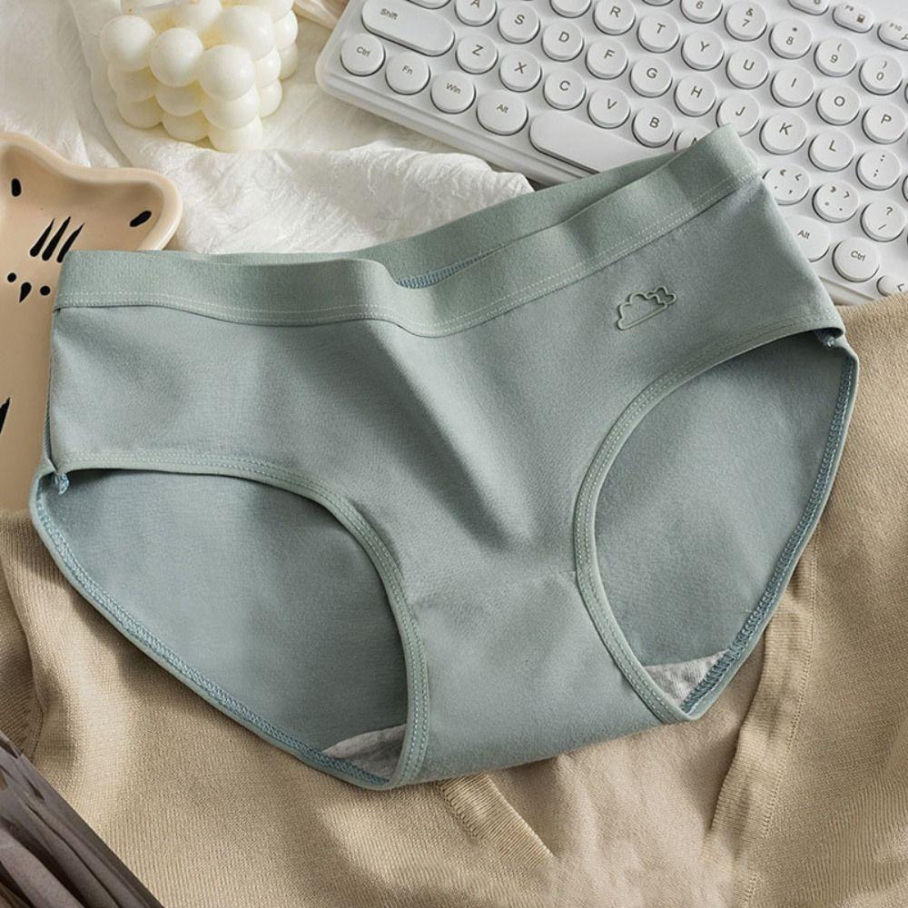 5Pcs Mid Waist Seamless Briefs Weather Pattern Underwear for Women Sweet Solid Color Panties  Lady