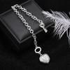 Hand Bracelet Silver Alloy Hand Bangle Heart-Shaped Pendant Chain Crystal Jewelry Decoration