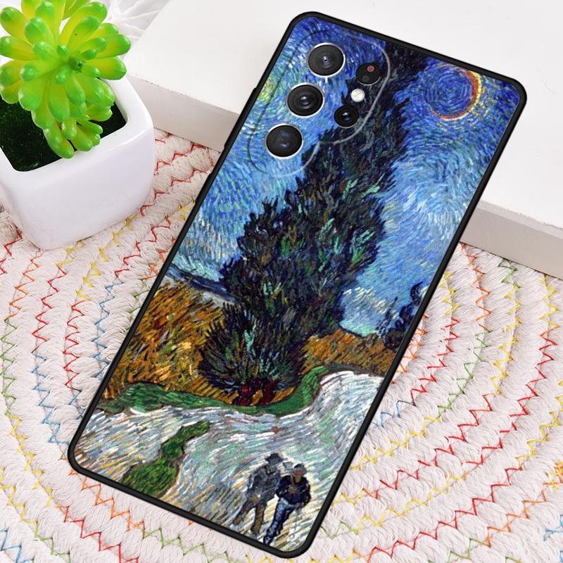 Paintings Starry Night Van Gogh Silicone Phone Case For Samsung Galaxy note 10 pro S26 S25 S24 S23 S22 S21 Plus Ultra Capa Cover