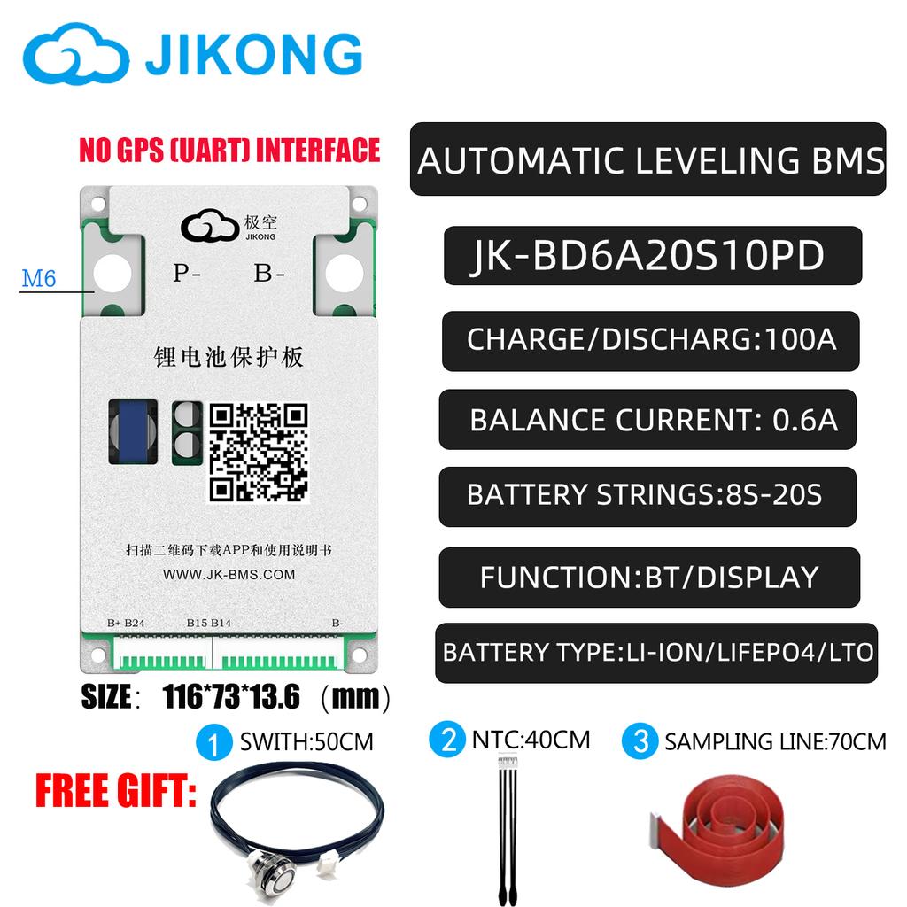 JK BMS Smart BMS 8S-24S 12V 24V 48V 72V Active Balance JIKONG BMS Smart BMS 40A 60A 100A 150A Lifepo4 Li-Ion Lto Battery