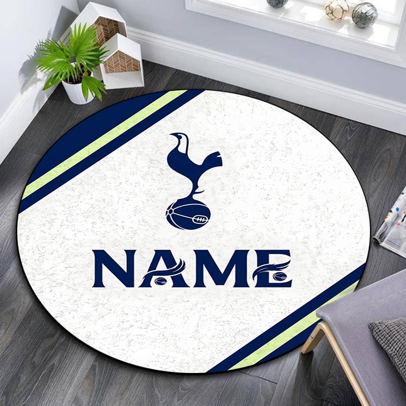 Custom Name,Tottenham Hotspur pattern round rug,Carpet Rug for Living Room Bedroom Playroom ,Non-slip Floor Mat,Holiday Gifts and Birthday Gifts.