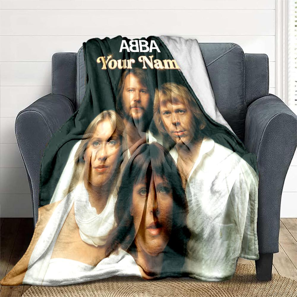 1PC Abba Custom Name Patterned Flannel Blanket Suitable For All Seasons For Home Decor Warmth And Comfort Gifts Holiday Present
