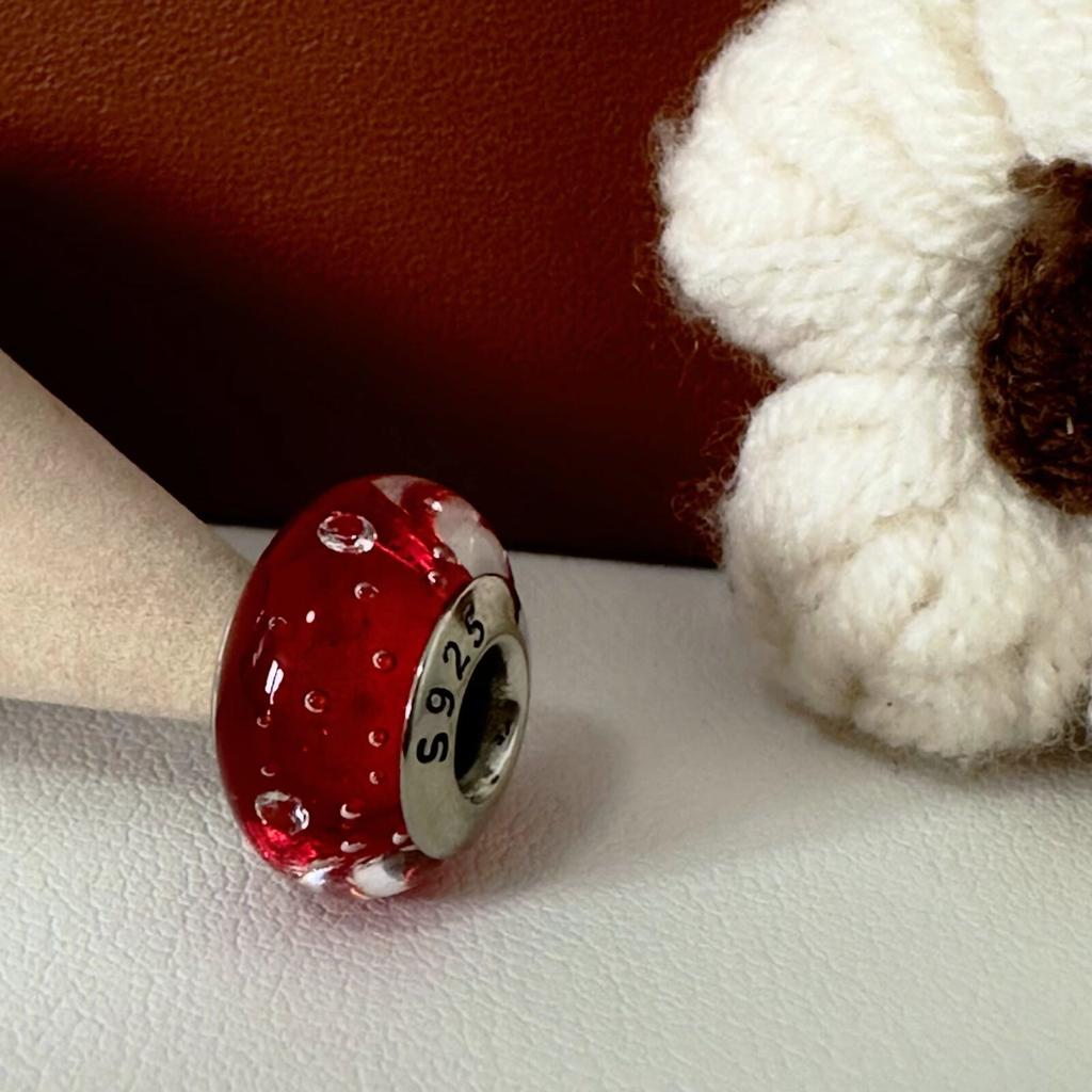 Colorful copper Mini Murano Glass Bead Charms Charm Fits Authentic Bracelets Blue Faceted Murano for Women Necklaces Jewellery