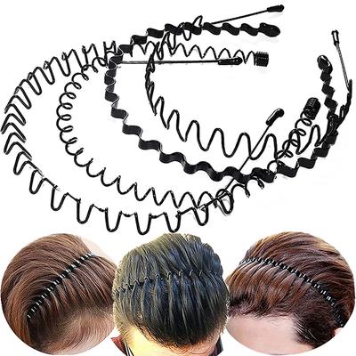 Unisex Men Women Black Metal Wavy Headband Invisible Sports Female Back Non-slip Wave Hairband Bangs Holder Hair Accessories
