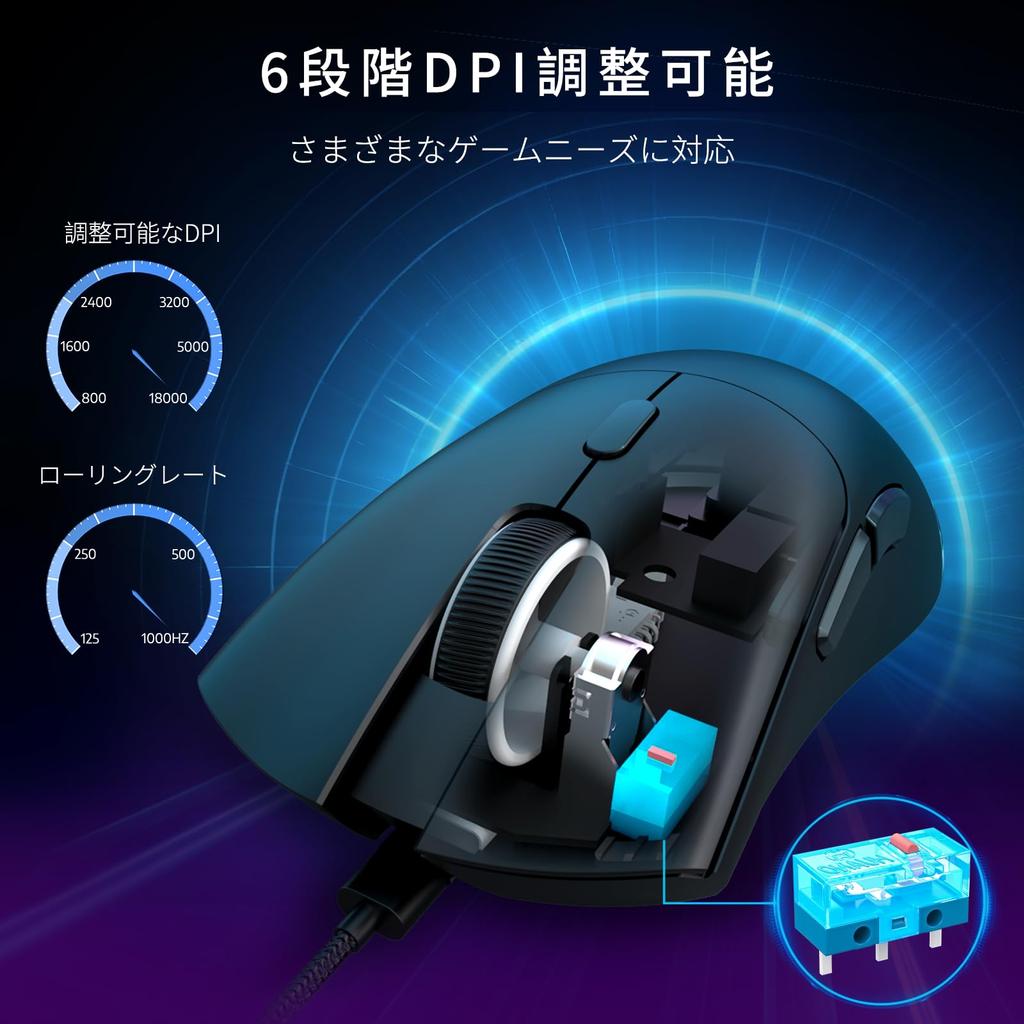 MAMBASNAKE X ATTACK SHARK R1 Gaming Wireless PAW3311 High High Low 18000 DPI TTC Gaming 200 Hours of Continuous Compatible Japanese Mouse,