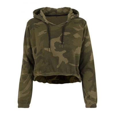 Build Your Brand Womens/Ladies Camo Crop Hoodie