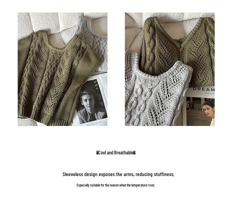 JuZhi Spring Knit Korean Style Loose Drop-Shoulder Sweater Vest Jacket