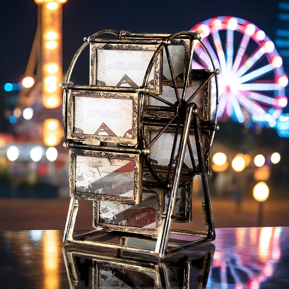 Vintage Rotating Ferris Wheel Photo Frame - 8pcs 4 Inch Picture Frames Desk Decor Gift