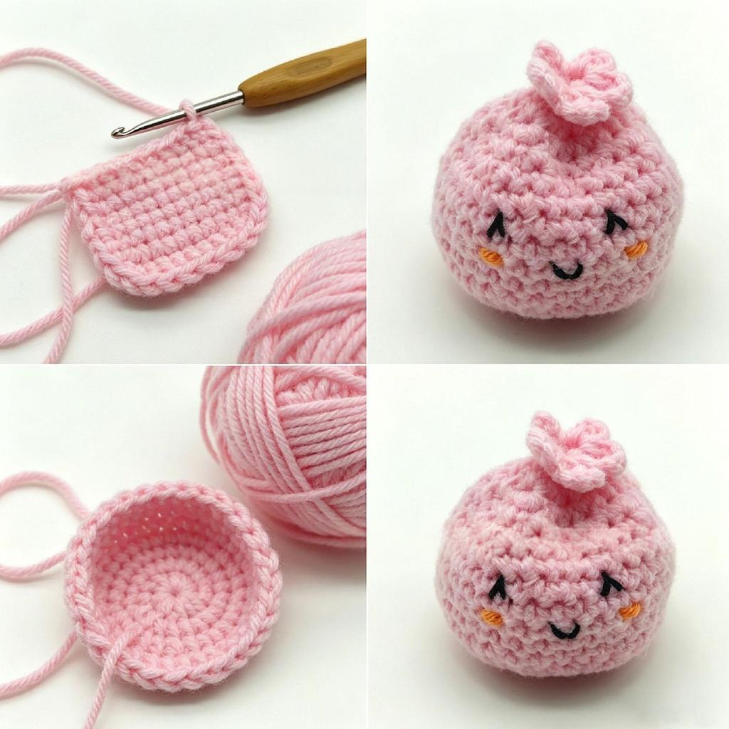 6 pcs Crocheted Sandbag Game Props Keychain 2 in 1 Keychain Crocheted Sandbag