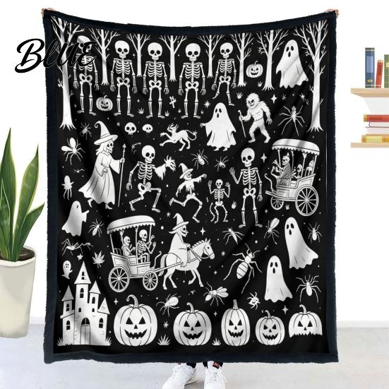 DIY Coloring Projects for Teens Halloween Blanket Throw Blanket with Ghost Patterns Color Your Artistic Bedroom Decor Accessories Own Washable Cozy