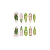 30 Pieces Of Manicure Fresh Green 3D Three-Dimensional Relief Pearl Glitter Long Tip Nail Wearing Nail