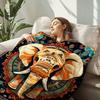VIKAMA Indian Ethnic Pattern Elephant Fleece Blanket for Boho Apartment Bohemian Room Decor,Couch Cover Birthday Present