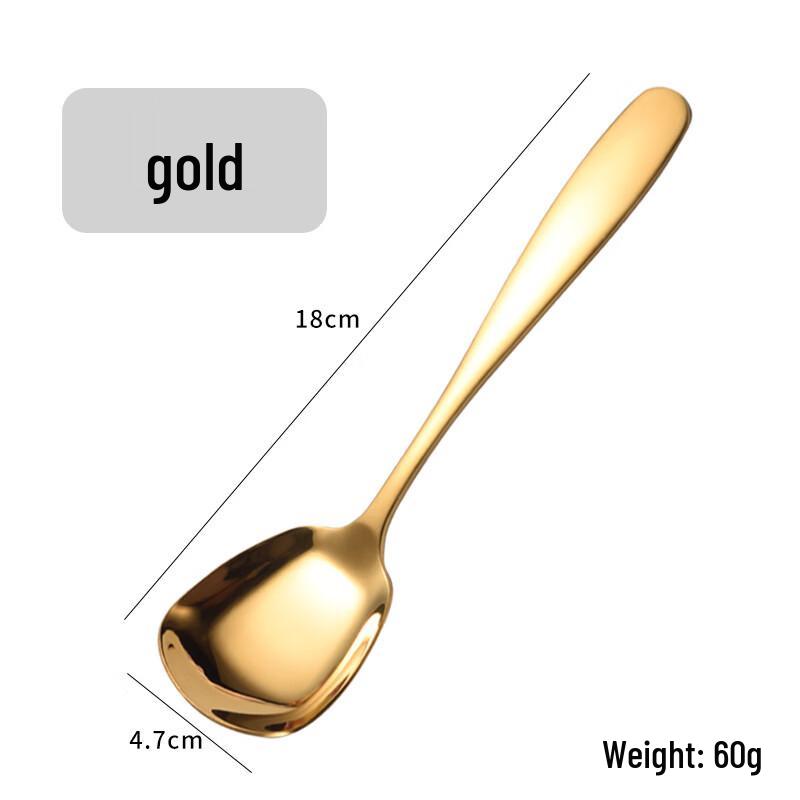 ZISIZ Square Head Flat Bottom Stainless Steel Soup Spoon
