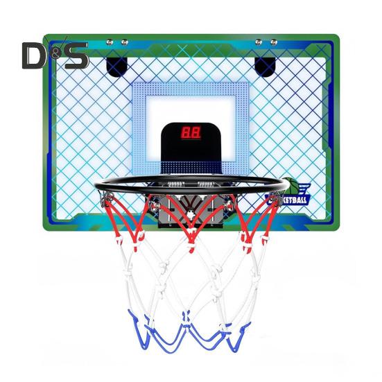 

Мини-обруч для баскетбола в помещении со светодиодной подсветкой, настенное баскетбольное кольцо для двери с 2 мячами, баскетбольная игрушка для мальчиков зелёный