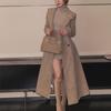 Vintage Elegant Stand Collar Long Wool Blend Coat Women Slim Fit Casual Overcoat