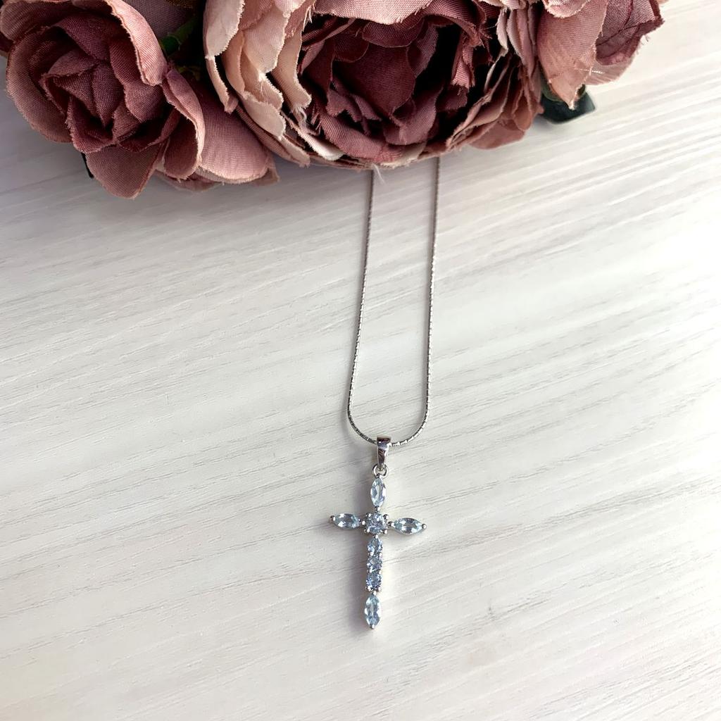 Серебряный крестик с топазом 0.4ct (2053538)