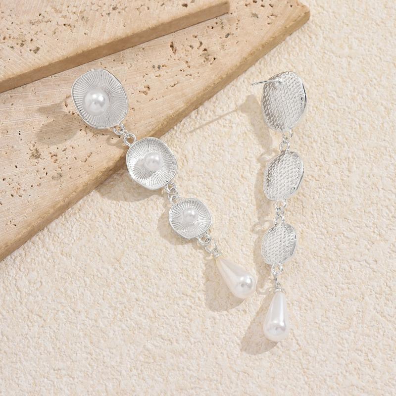Pearl Earrings Jewelry Round Tassel Niche Stud Earrings Exaggerated Personality Long Water Drop Earrings